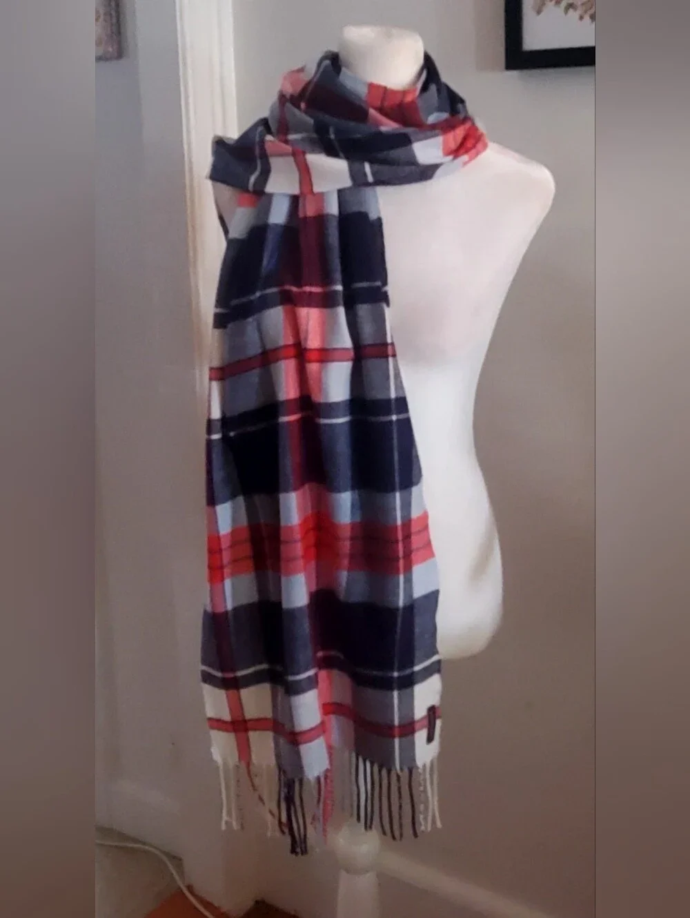 Lands' End Plaid Fringe Scarf